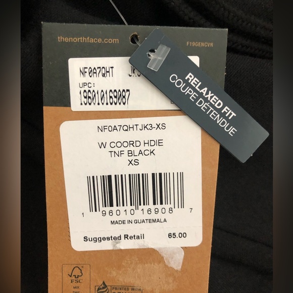 NWT The North Face Hoodie Cropped Black Red Logo Relaxed Fit Sweatshirt XS - Picture 7 of 8